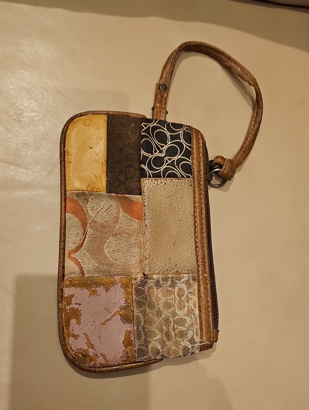 Coach Patchwork Wristlet in Neutral Tones